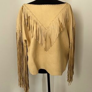 O/S Real Leather Poncho / Cape with tassels